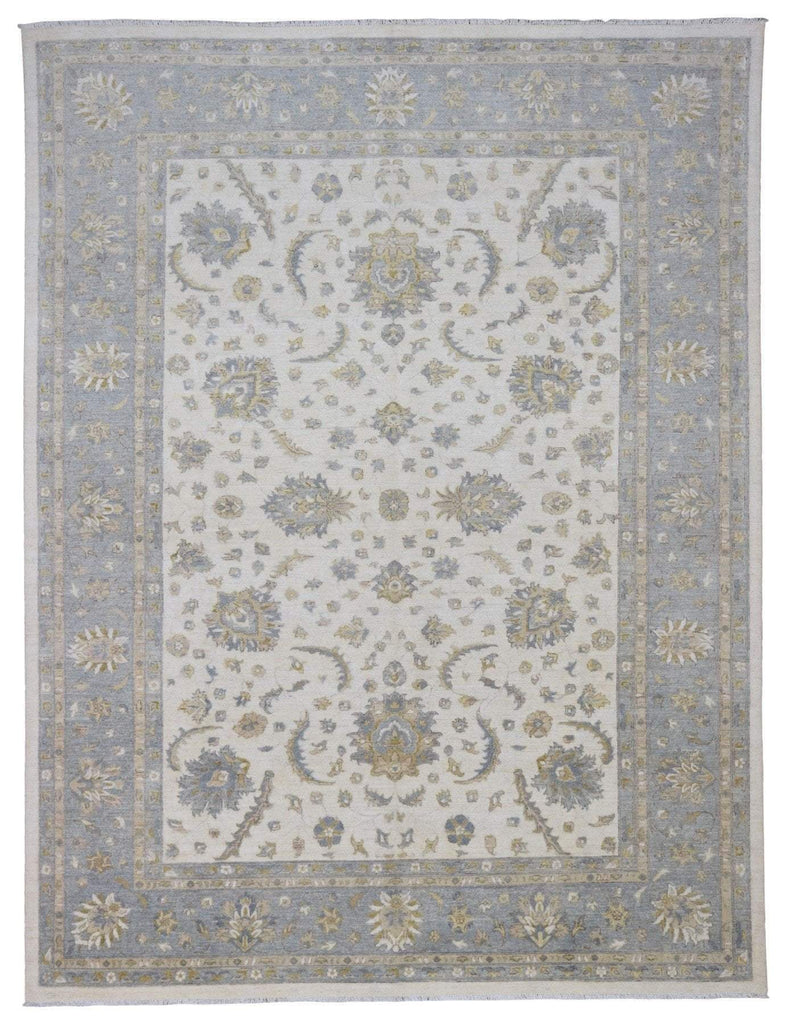 Blue and Beige Very Fine Pakistan Peshawar Large Oriental Rug 9'X11'10