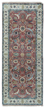 Persian Rug Hand Knotted Oriental Rug 3'x8' Very Fine Persian Silk Tabriz Runner Rug