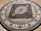 Persian Rug Hand Knotted Oriental Rug 8'x8' Very Fine Persian Silk Tabriz Round Area Rug