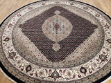 Persian Rug Hand Knotted Oriental Rug 8'x8' Very Fine Persian Silk Tabriz Round Area Rug