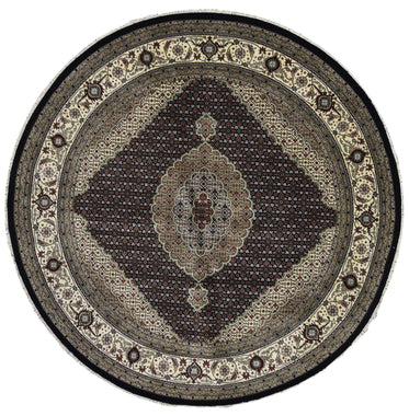 Persian Rug Hand Knotted Oriental Rug 8'x8' Very Fine Persian Silk Tabriz Round Area Rug