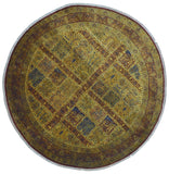 Persian Rug Hand Knotted Oriental Rug 9'10 x 9'10 Fine Gilded Silk Garden Tabriz Round Rug