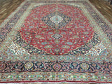 Persian Rug Hand Knotted Oriental Rug Antique Estate Vaulted Persian Kashan Rug 9'10x13'1