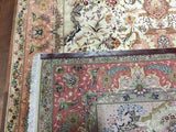 Persian Rug Hand Knotted Oriental Rug Antique Extra Fine Persian Tabriz Silk Oriental Rug 6'7x10'1