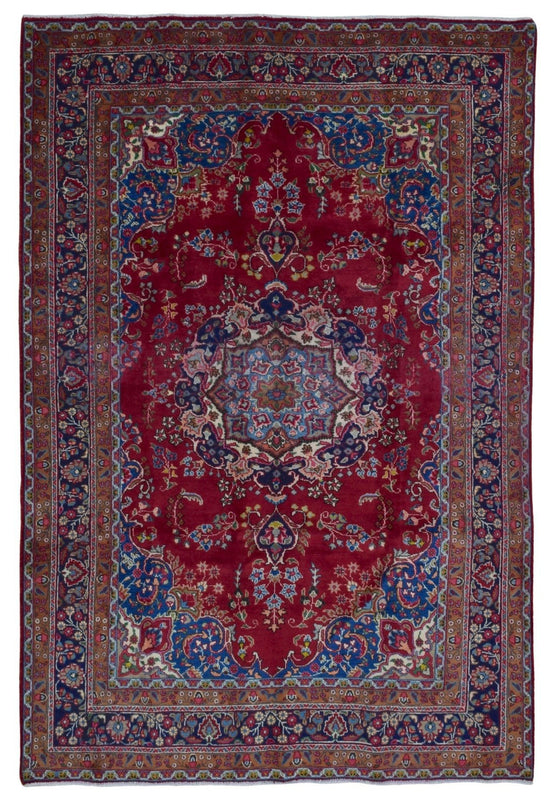 Persian Rug Hand Knotted Oriental Rug Antique Persian Estate Kashan Rug 6'5x9'5 (1904)