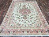 Persian Rug Hand Knotted Oriental Rug Antique Ultra Fine Persian Tabriz Silk Area Rug 6'6 x 9'8