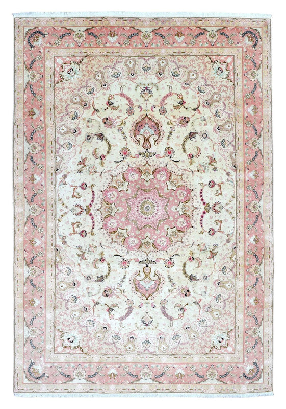 Persian Rug Hand Knotted Oriental Rug Antique Ultra Fine Persian Tabriz Silk Area Rug 6'6 x 9'8