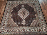 Persian Rug Hand Knotted Oriental Rug Fine Persian Silk Mahi Tabriz Area Rug 6'6x6'6