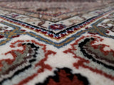 Persian Rug Hand Knotted Oriental Rug Fine Persian Silk Mahi Tabriz Area Rug 6'6x6'6