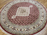 Persian Rug Hand Knotted Oriental Rug Fine Round Silk Tabriz Area Rug 6'8x6'8