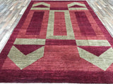 Persian Rug Hand Knotted Oriental Rug Fine Semi-Antique Modern Persian Gabbeh Area Rug 6'8 x 10'4