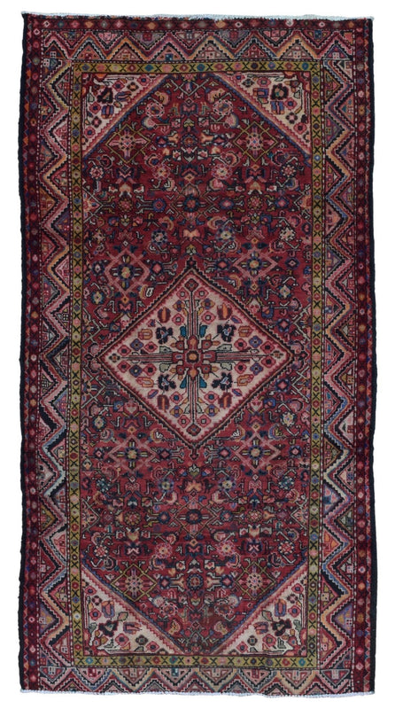 Persian Rug Hand Knotted Oriental Rug Fine Semi-Antique Persian Hamadan Oriental Rug 4'11x9'4