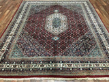 Persian Rug Hand Knotted Oriental Rug FIne Semi-Antique Silk Bijar Area Rug 8'x9'6