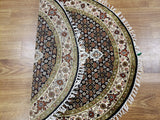 Persian Rug Hand Knotted Oriental Rug Fine Silk Tabriz Round Area Rug 3'4x3'4
