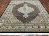 Persian Rug Hand Knotted Oriental Rug Large Fine Silk Mahi Tabriz Oriental Area Rug 8'1x10'1