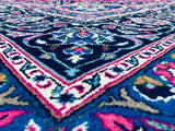 Persian Rug Hand Knotted Oriental Rug Large Semi-Antique Hot Pink Persian Kashan Rug 9'10x 12'8