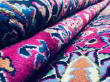 Persian Rug Hand Knotted Oriental Rug Large Semi-Antique Hot Pink Persian Kashan Rug 9'10x 12'8