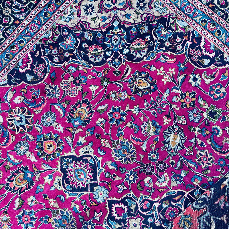 Large SemiAntique Hot Pink Persian Kashan Rug 9'10x 12'8