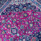 Persian Rug Hand Knotted Oriental Rug Large Semi-Antique Hot Pink Persian Kashan Rug 9'10x 12'8