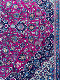 Persian Rug Hand Knotted Oriental Rug Large Semi-Antique Hot Pink Persian Kashan Rug 9'10x 12'8