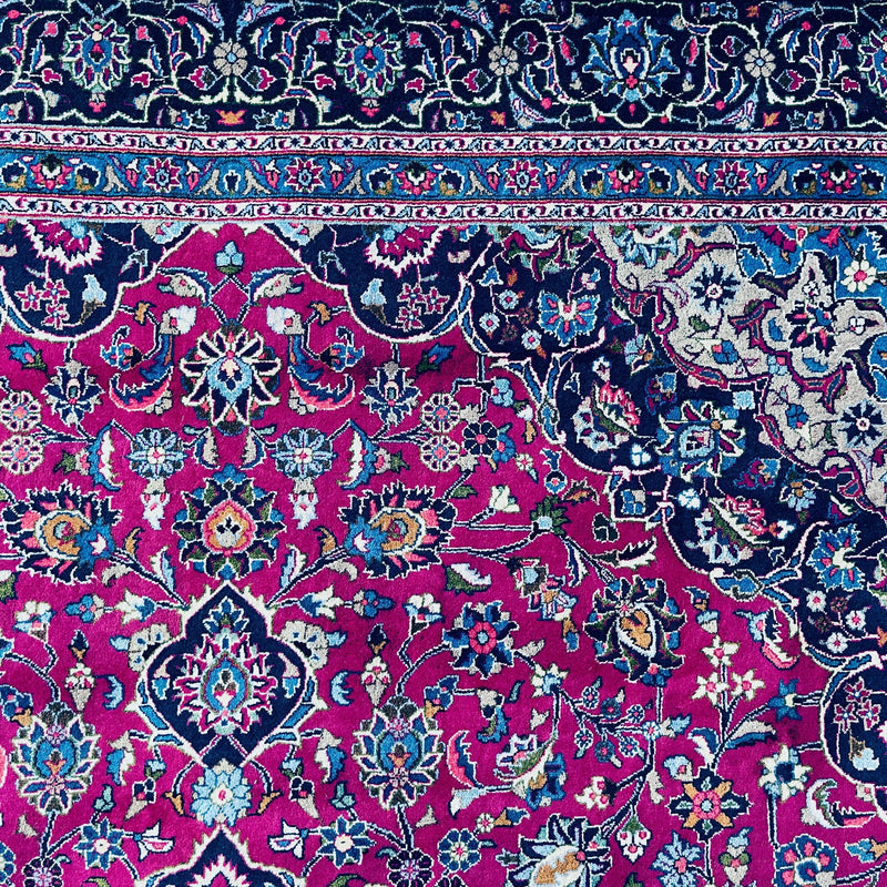 Large SemiAntique Hot Pink Persian Kashan Rug 9'10x 12'8
