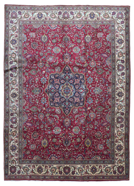 Persian Rug Hand Knotted Oriental Rug Large Semi-Antique Persian Kashan Rug 9'6 x 13'2