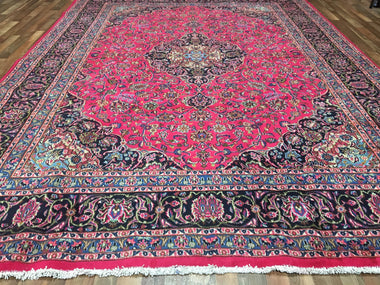 Persian Rug Hand Knotted Oriental Rug Large Very Fine Imperial Persian Mashad Semi-Antique Rug 9'10 x 12'11
