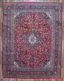 Persian Rug Hand Knotted Oriental Rug Large Very Fine Persian Kashan Rug 9'4 x 12'2 (Semi-Antique)