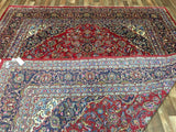 Persian Rug Hand Knotted Oriental Rug Large Very Fine Persian Kashan Rug 9'4 x 12'2 (Semi-Antique)