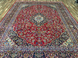 Persian Rug Hand Knotted Oriental Rug Large Very Fine Persian Kashan Rug 9'4 x 12'2 (Semi-Antique)