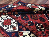 Persian Rug Hand Knotted Oriental Rug Persian Hamadan Oriental Runner Rug 4'6 x 8'1