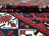 Persian Rug Hand Knotted Oriental Rug Persian Hamadan Oriental Runner Rug 4'6 x 8'1