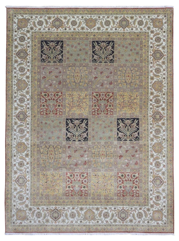 Persian Rug Hand Knotted Oriental Rug Rare Fine Persian Silk Garden Tabriz Large Area Rug 9'1x12'2