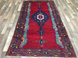 Persian Rug Hand Knotted Oriental Rug Rare Semi-Antique Persian Hamadan Runner 3'11x7'6
