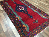 Persian Rug Hand Knotted Oriental Rug Rare Semi-Antique Persian Hamadan Runner 3'11x7'6