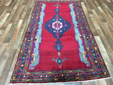 Persian Rug Hand Knotted Oriental Rug Rare Semi-Antique Persian Hamadan Runner 3'11x7'6