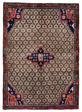 Persian Rug Hand Knotted Oriental Rug Semi-Antique 1964 Estate Persian Hamadan Rug 3'4 x 4'8 (Vault Collection)