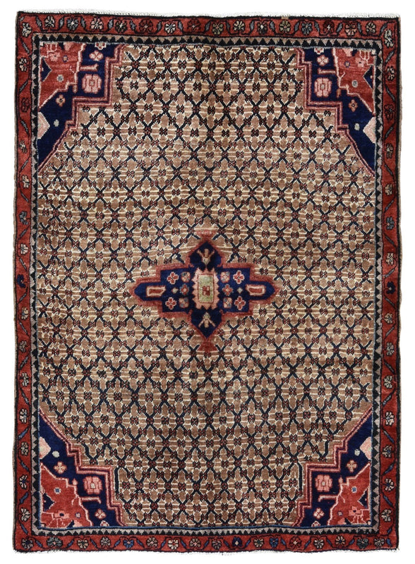 Persian Rug Hand Knotted Oriental Rug Semi-Antique 1964 Estate Persian Hamadan Rug 3'4 x 4'8 (Vault Collection)