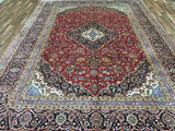 Persian Rug Hand Knotted Oriental Rug Semi-Antique Fine Estate Kashan Persian Rug 9'6 x 13'