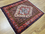Persian Rug Hand Knotted Oriental Rug Semi Antique Fine Estate Persian Hamadan Rug 4'1 x 4'7