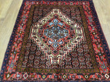 Persian Rug Hand Knotted Oriental Rug Semi Antique Fine Estate Persian Hamadan Rug 4'1 x 4'7