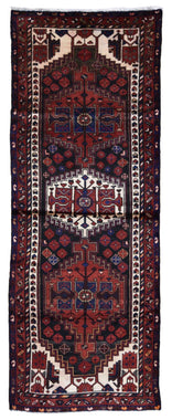 Persian Rug Hand Knotted Oriental Rug Semi-Antique Fine Estate Persian Hamadan Runner 3'7 x 9'7