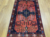 Persian Rug Hand Knotted Oriental Rug Semi-Antique Fine Persian Hamadan Rug 3' x 4'7