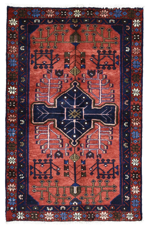 Persian Rug Hand Knotted Oriental Rug Semi-Antique Fine Persian Hamadan Rug 3' x 4'7
