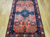 Persian Rug Hand Knotted Oriental Rug Semi-Antique Fine Persian Hamadan Rug 3' x 4'7