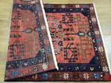 Persian Rug Hand Knotted Oriental Rug Semi-Antique Fine Persian Hamadan Rug 3' x 4'7