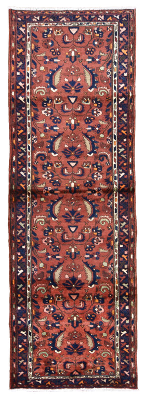 Persian Rug Hand Knotted Oriental Rug Semi-Antique Fine Persian Hamadan Runner 3'3 x 10'4