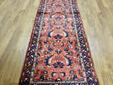 Persian Rug Hand Knotted Oriental Rug Semi-Antique Fine Persian Hamadan Runner 3'3 x 10'4