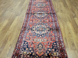 Persian Rug Hand Knotted Oriental Rug Semi-Antique Fine Persian Hamadan Runner 3'4X9'10