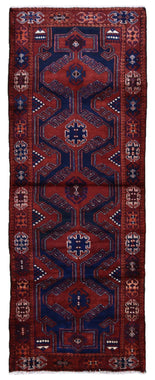 Persian Rug Hand Knotted Oriental Rug Semi-Antique Fine Persian Hamadan Runner 3'4X9'3
